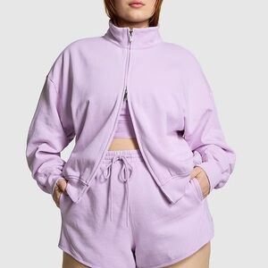 NWT Navy Blue Fleese  Zip-Up Pink by Victoria’s Secret Sweatshirt S